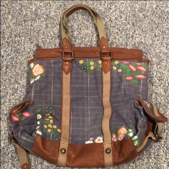 Free People Handbags - Vintage Free People Large Sturdy Floral Tote Bag
